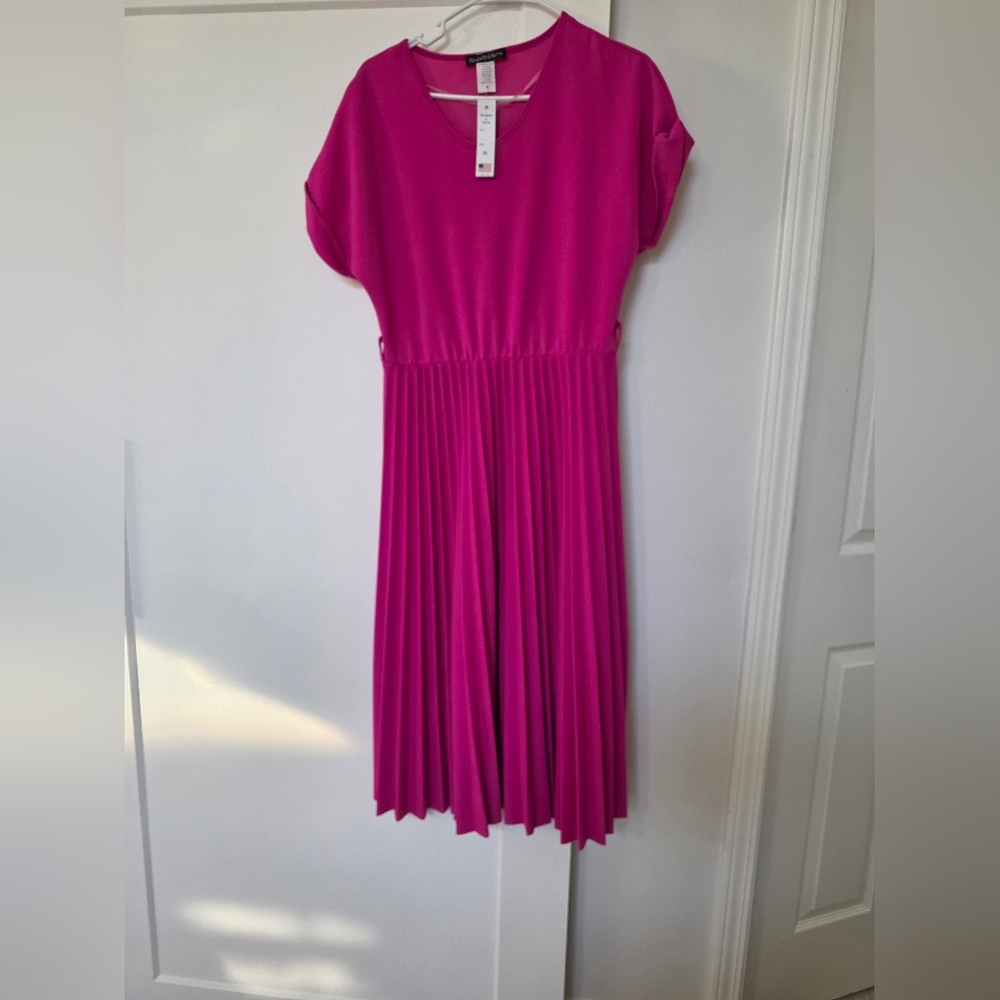 NWT Vibrant Pink Pleated Dress